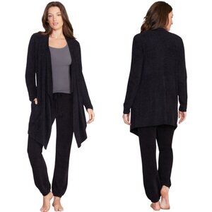 Barefoot Dreams CozyChic Lite Island Wrap Cardigan Sweater Womens S/M Black Cozy